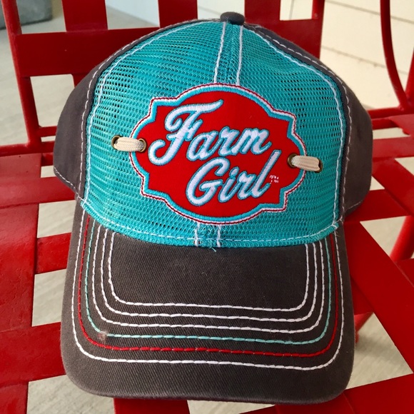Farm Girl Accessories - Women’s Farm Girl Cap in Turquoise, Gray & Red
